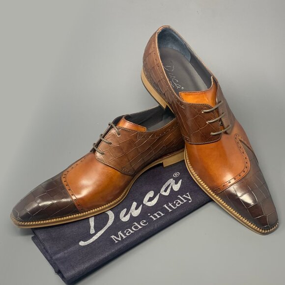 *NEW* DUCA ‘Valentano’ Italian Calfskin / Croco Embossed Print / Men’s 13 Derby - Picture 8 of 14